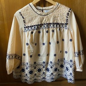 Crown & Ivy Eyelet Embroidered Cotton Top